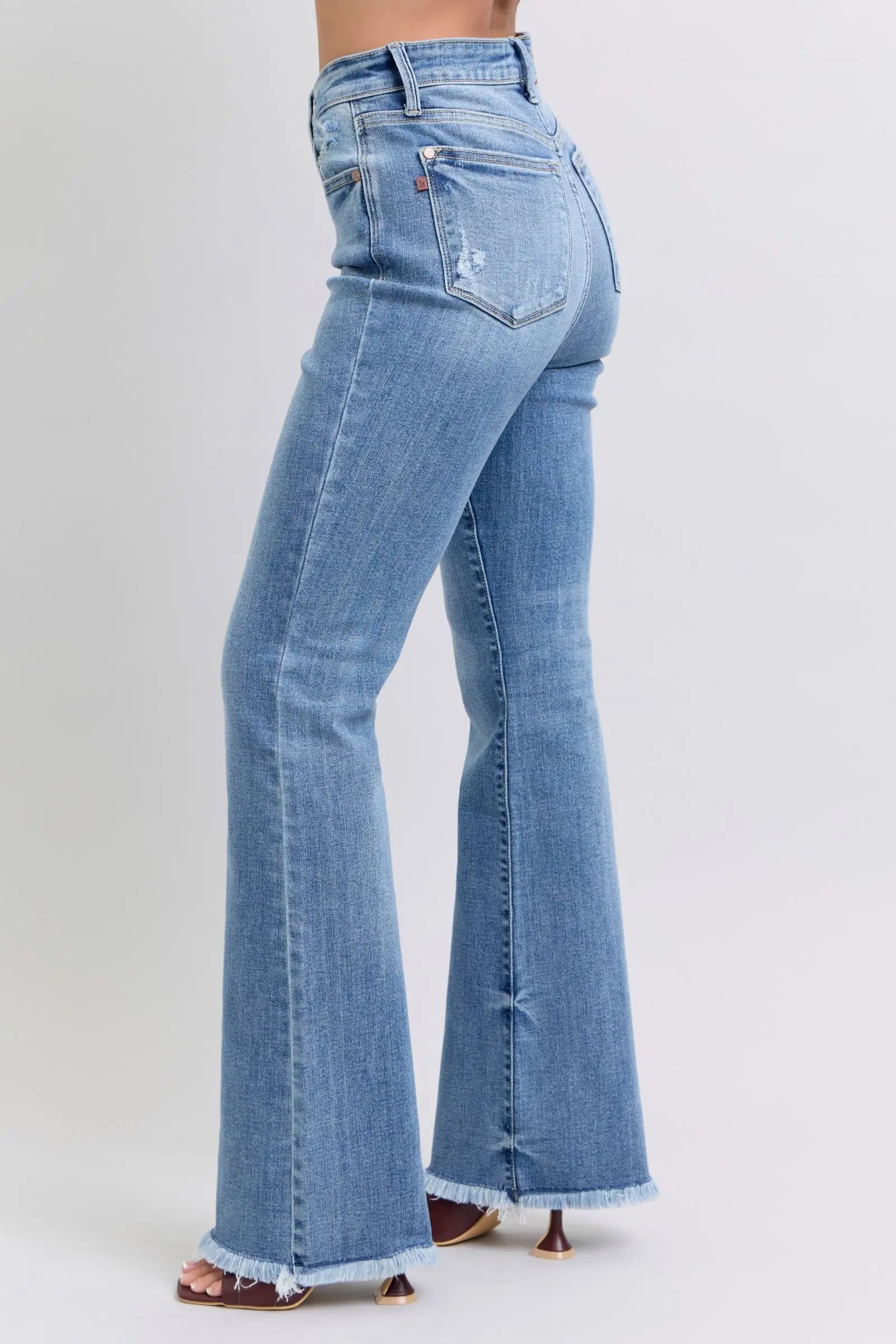 Raw Hem High Rise Bootcut Jeans - Eclectage