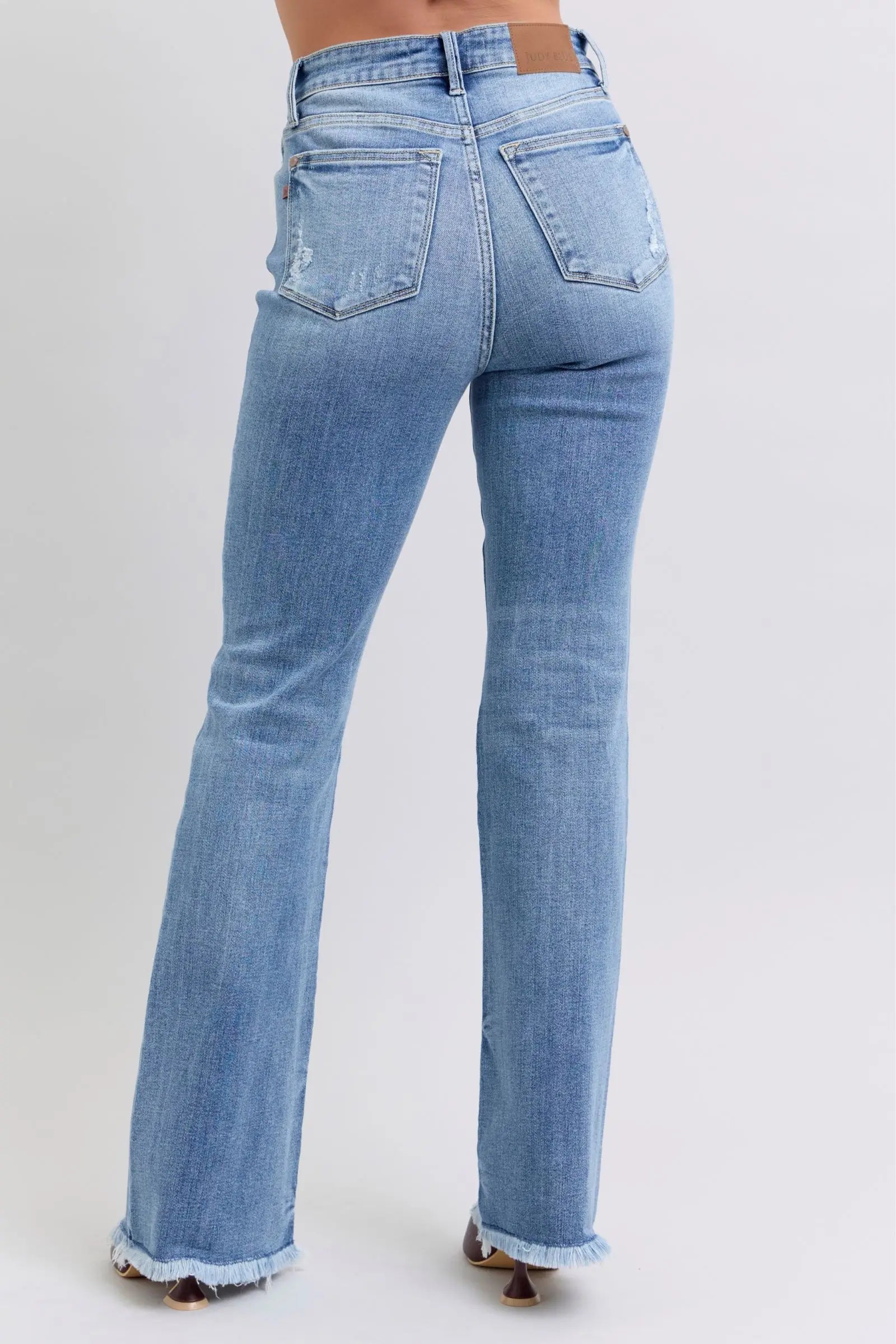 Raw Hem High Rise Bootcut Jeans - Eclectage