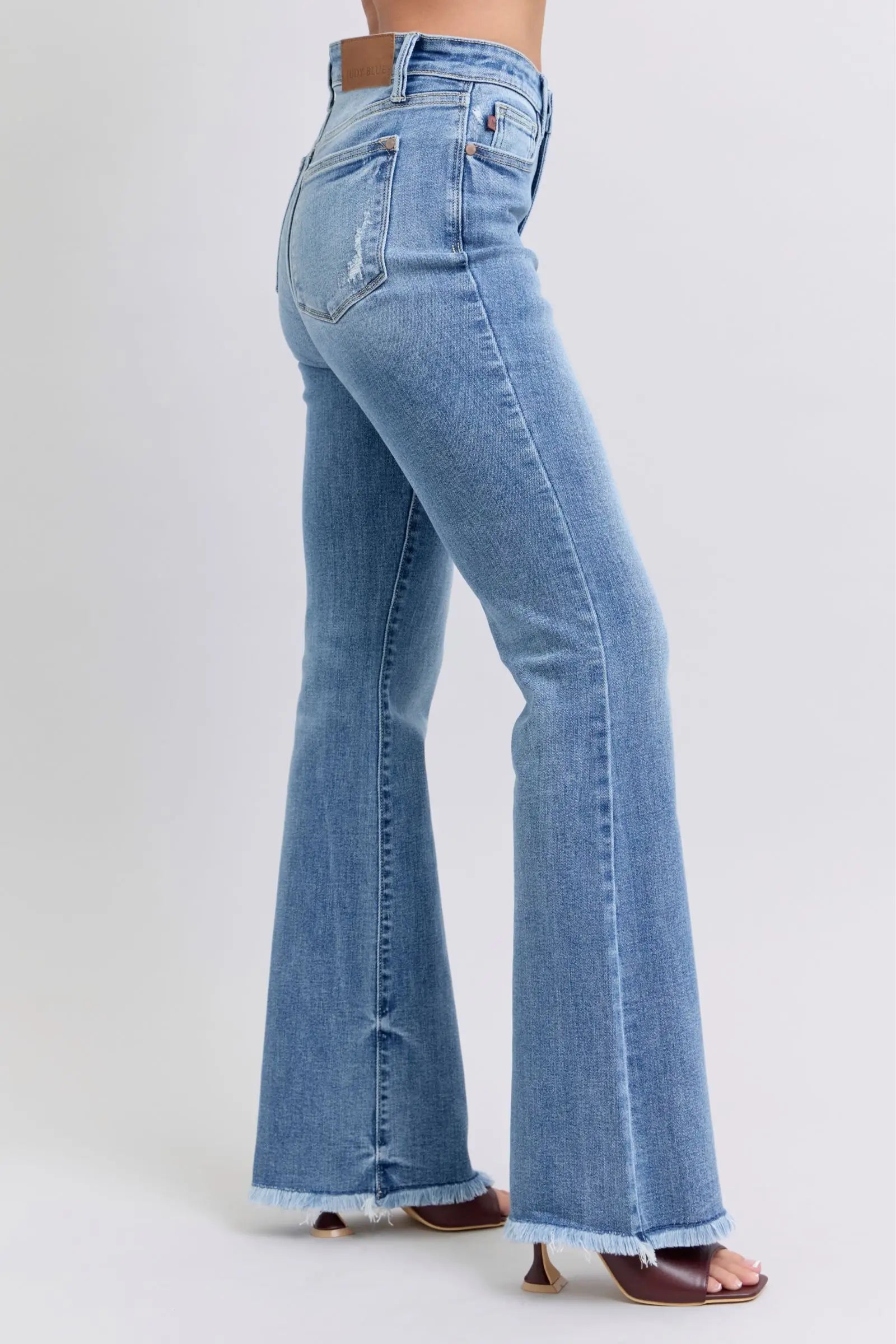 Raw Hem High Rise Bootcut Jeans - Eclectage