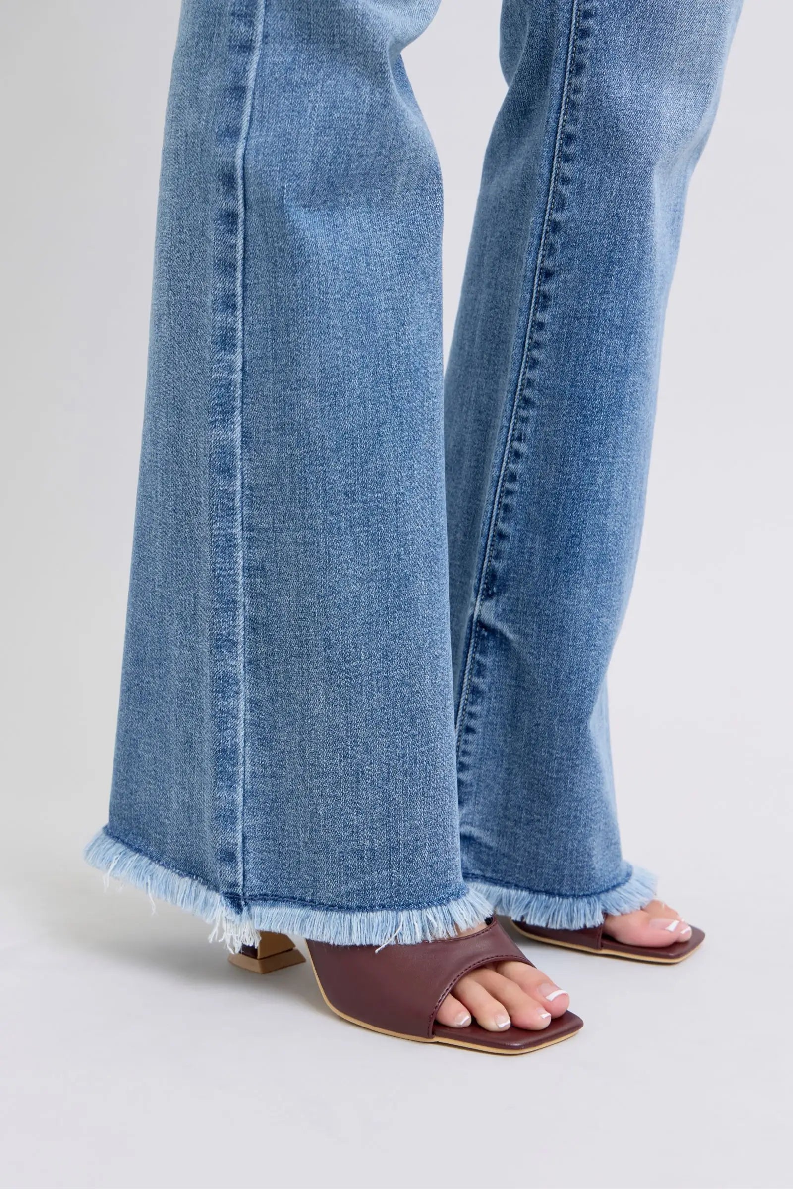 Raw Hem High Rise Bootcut Jeans - Eclectage