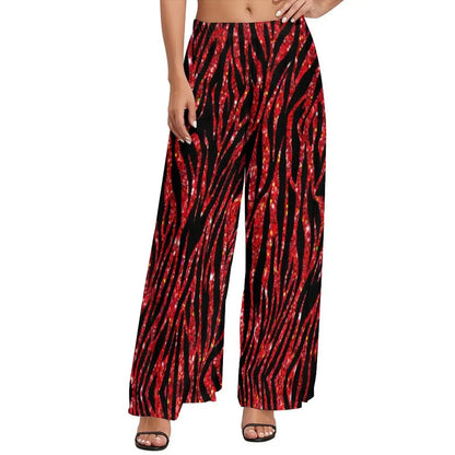 Red Zebra Casual Straight Wide Leg Pants