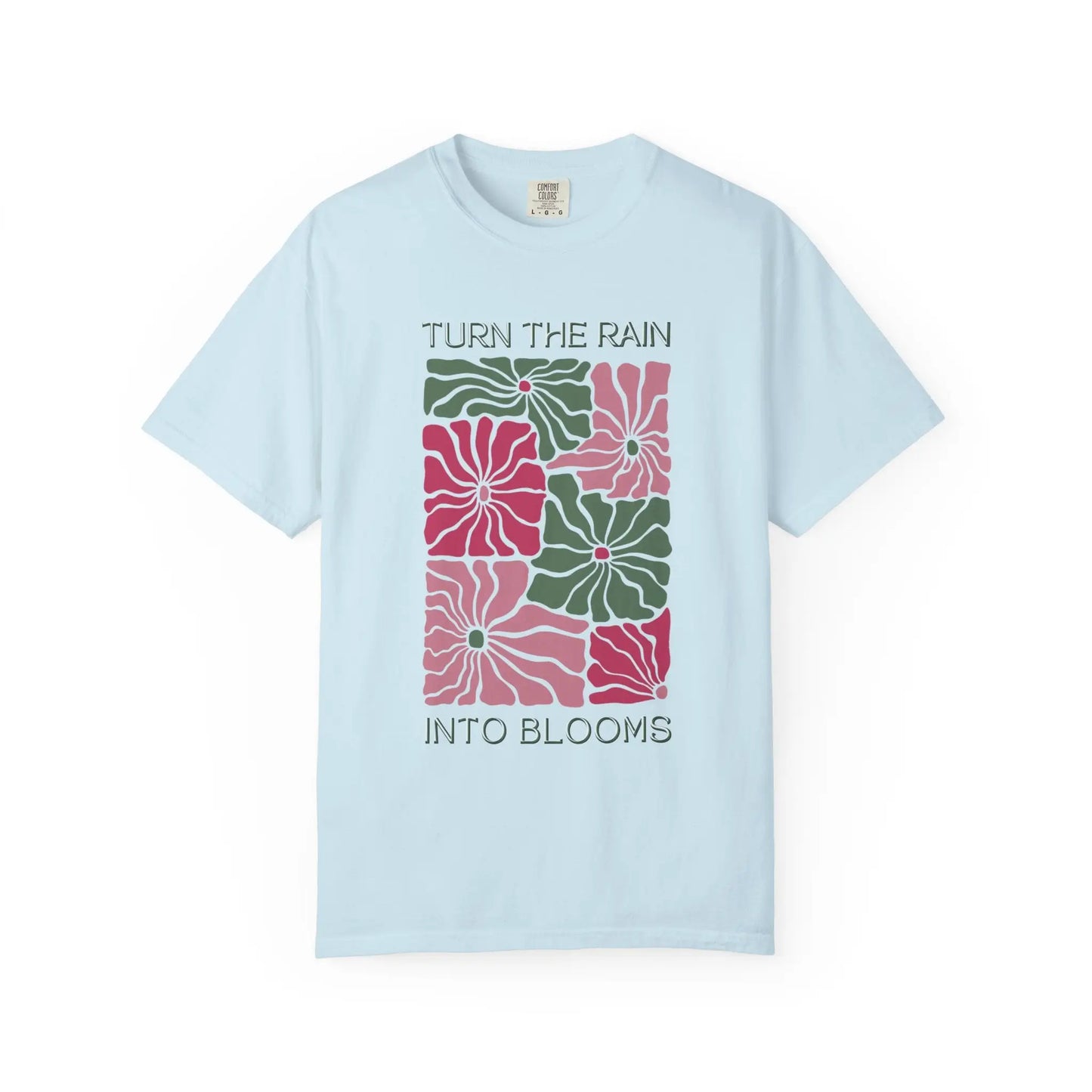 Retro Floral T-Shirt Turn the Rain Into Blooms Chambray / S T-Shirts