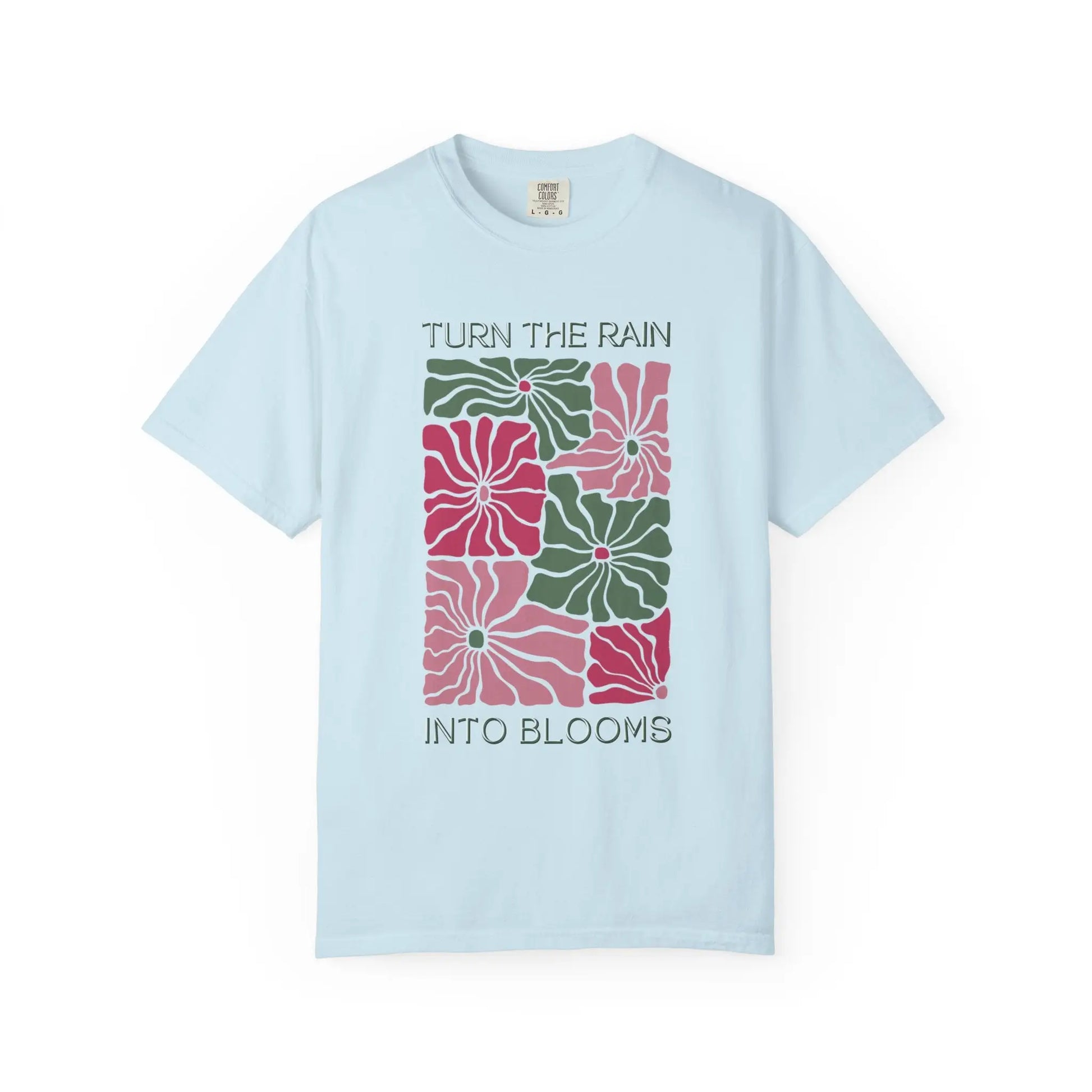 Retro Floral T-Shirt Turn the Rain Into Blooms Chambray / S T-Shirts