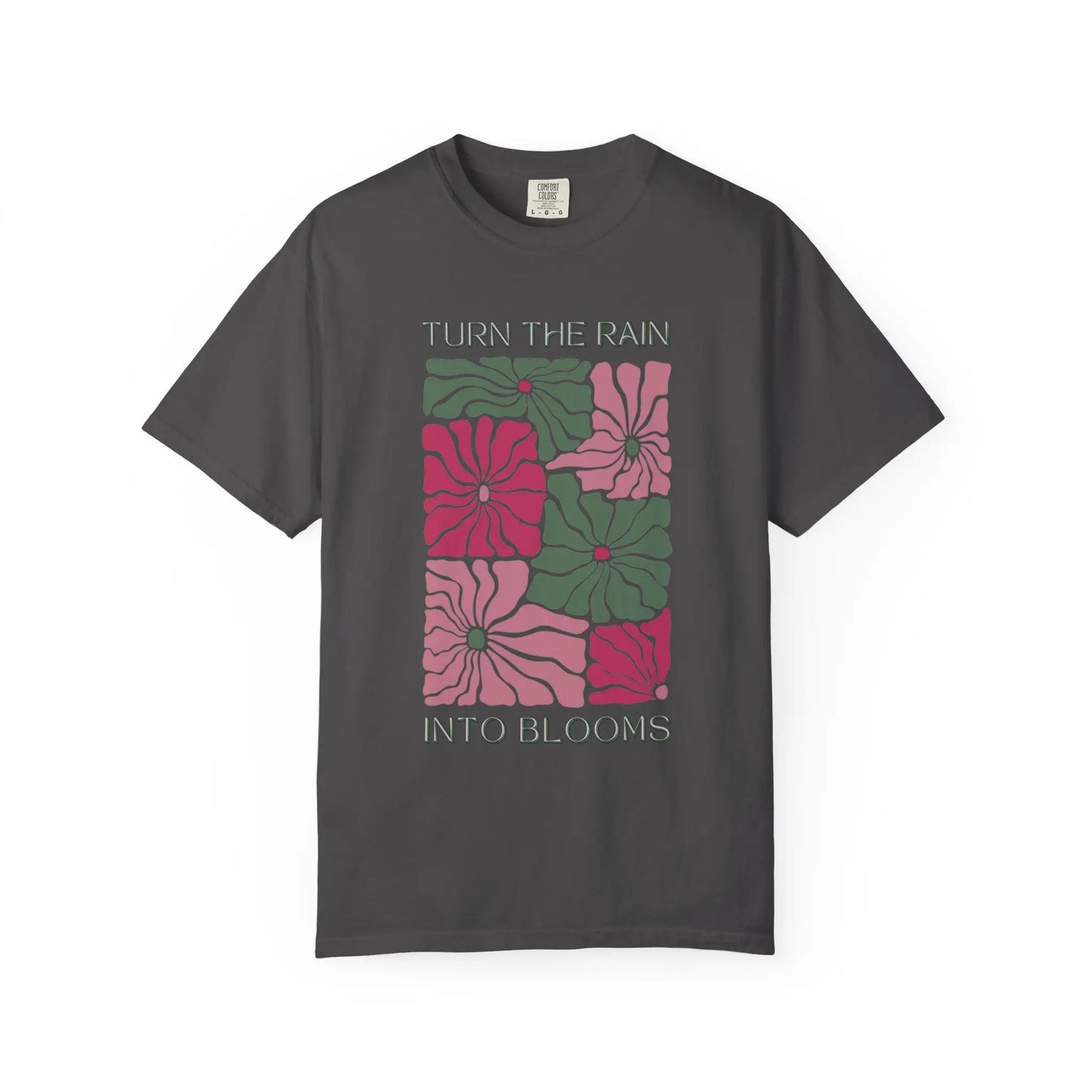 Retro Floral T-Shirt Turn the Rain Into Blooms Graphite / S T-Shirts