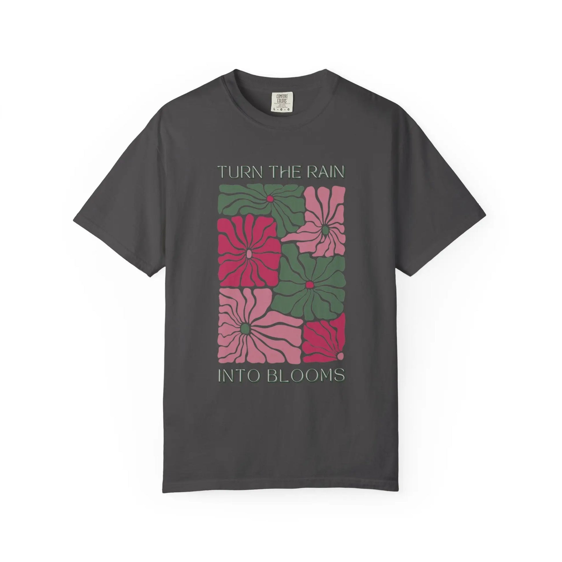 Retro Floral T-Shirt Turn the Rain Into Blooms Graphite / S T-Shirts