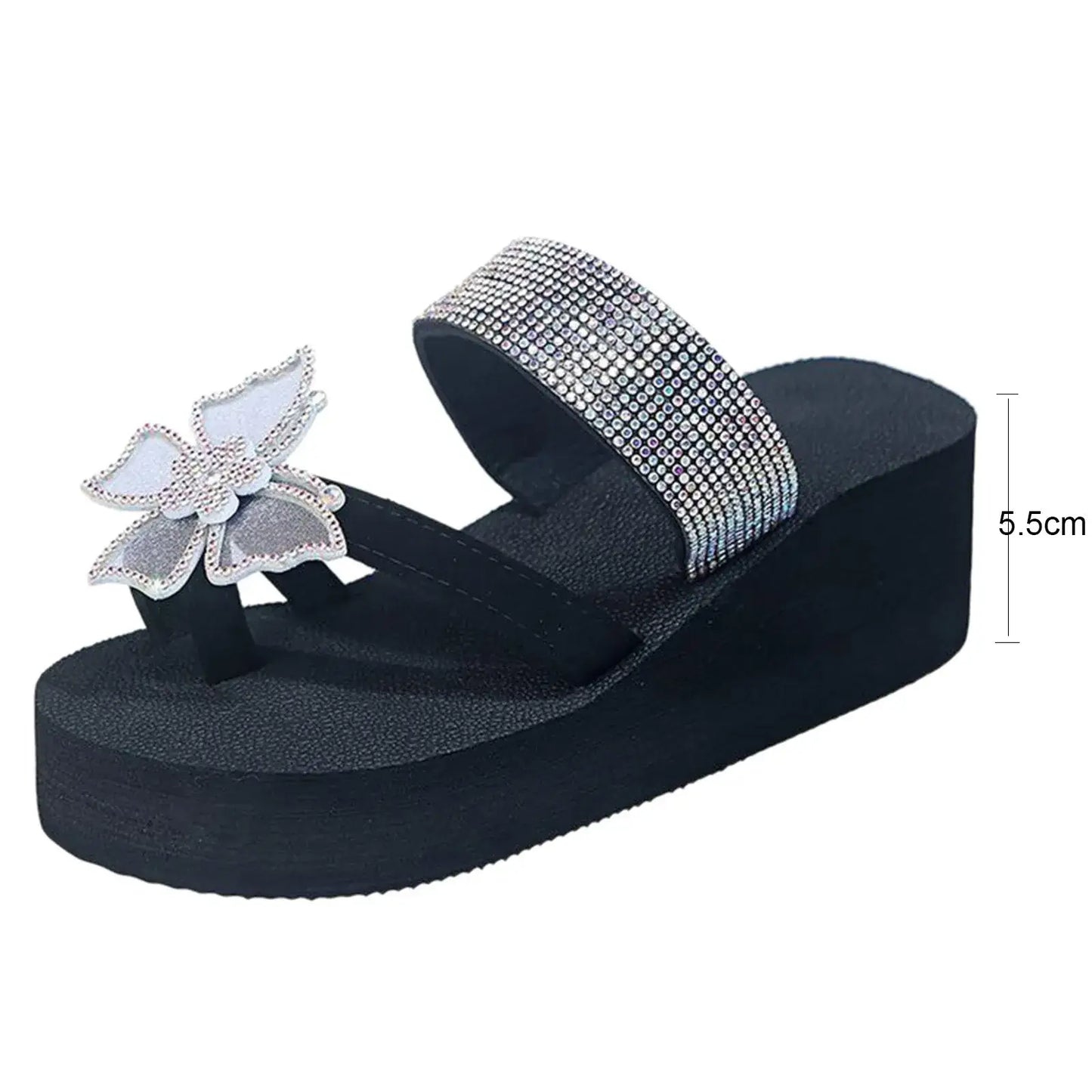 2023 Summer Women’s Fashion Silver Rhinestone Flat Heel Sandals Bling Diamond Narrow Band Flip Flops Beach Casual