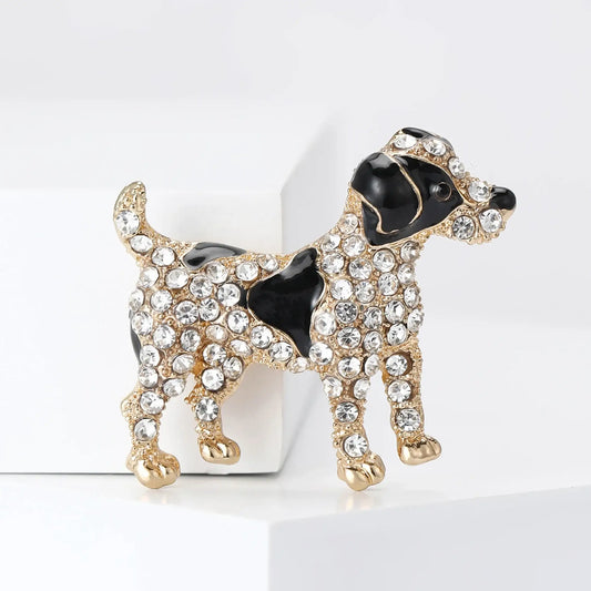 Rhinestone Enamel Puppy Dog Brooch Pin 3 Styles