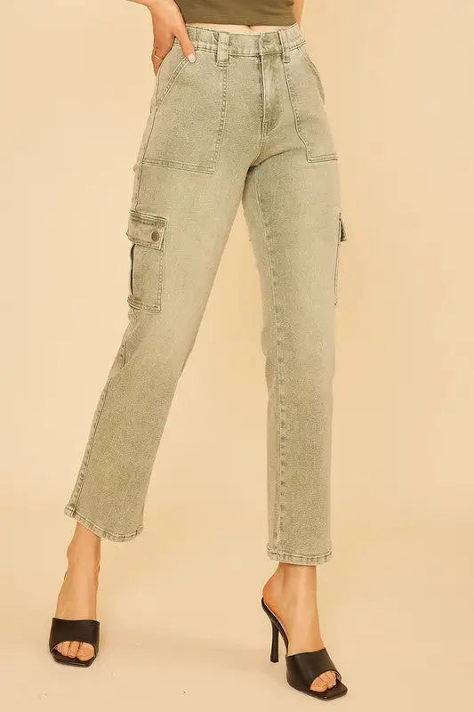 Sage Straight Leg Cargo Jeans - Eclectage