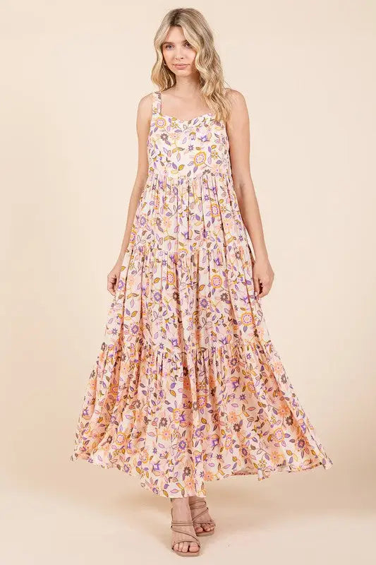 Sherbet Floral Sleeveless Maxi Dress - Eclectage