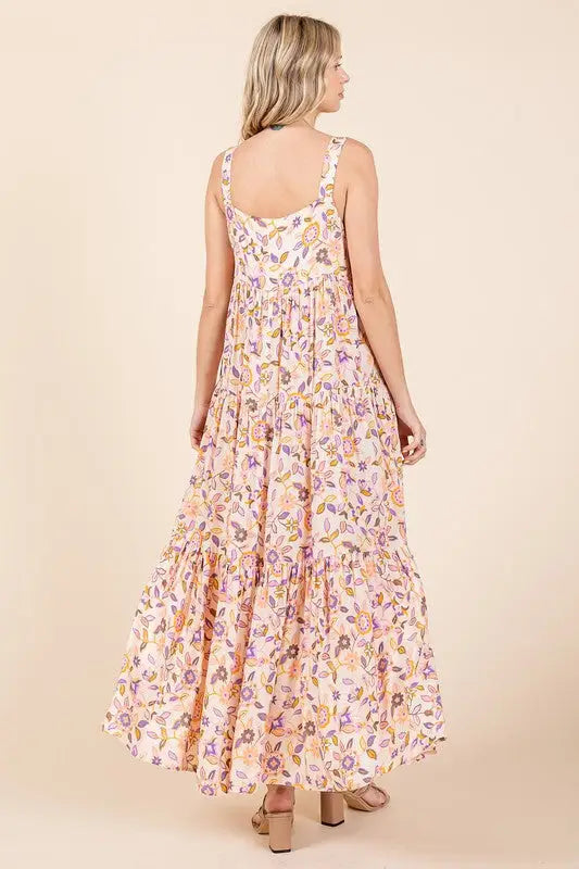 Sherbet Floral Sleeveless Maxi Dress - Eclectage
