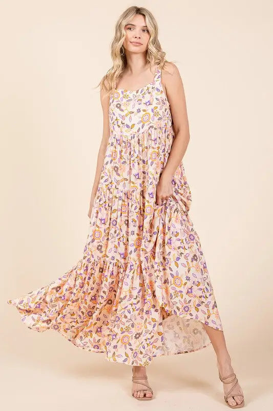 Sherbet Floral Sleeveless Maxi Dress - Eclectage