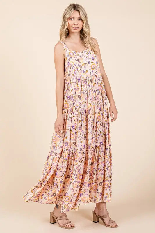 Sherbet Floral Sleeveless Maxi Dress - Eclectage
