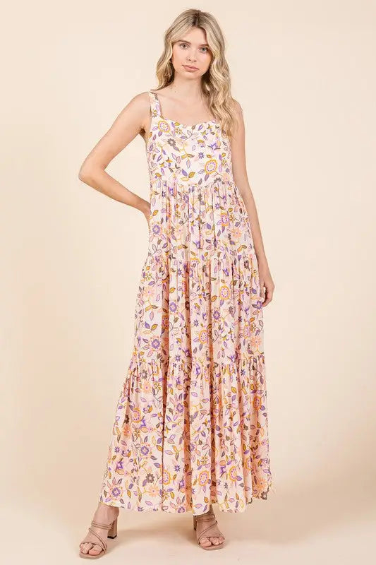 Sherbet Floral Sleeveless Maxi Dress - Eclectage
