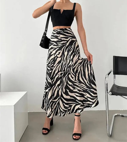 Shestyle Animal Zebra Striped Print Mermaid Skirt Women Date Clothes Office Lady Elegant Beautiful Zipper Long Back