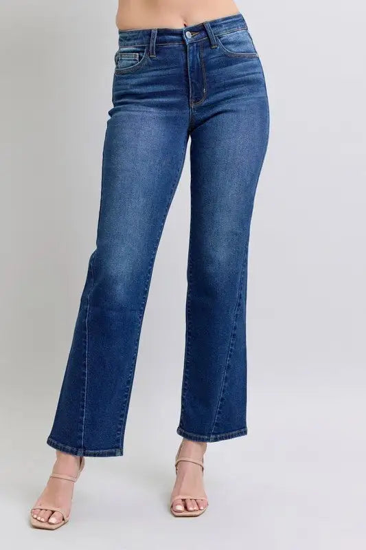 Side Seam Detail Straight Jeans - Straight Jeans