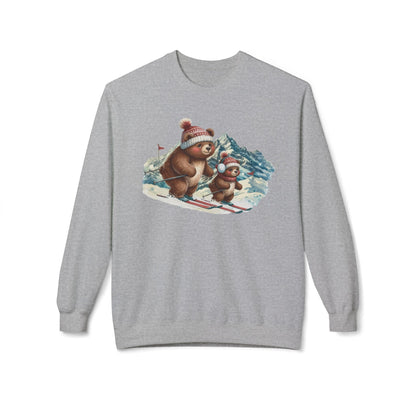 Skiing Bears Crewneck Fleece Lined Sweatshirt