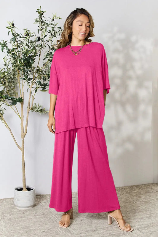 Slit Top and Pants Set - Pants Sets