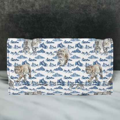 Snow Leopards RFID Trifold Clutch Wallet