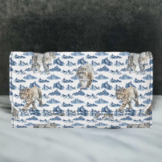 Snow Leopards RFID Trifold Clutch Wallet