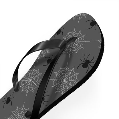 Spider Flip Flops with Spider Webs on Gray - Beach Gym Pool Shower Sandal Shoes for Travel and Summer