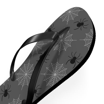 Spider Flip Flops with Spider Webs on Gray - Beach Gym Pool Shower Sandal Shoes for Travel and Summer