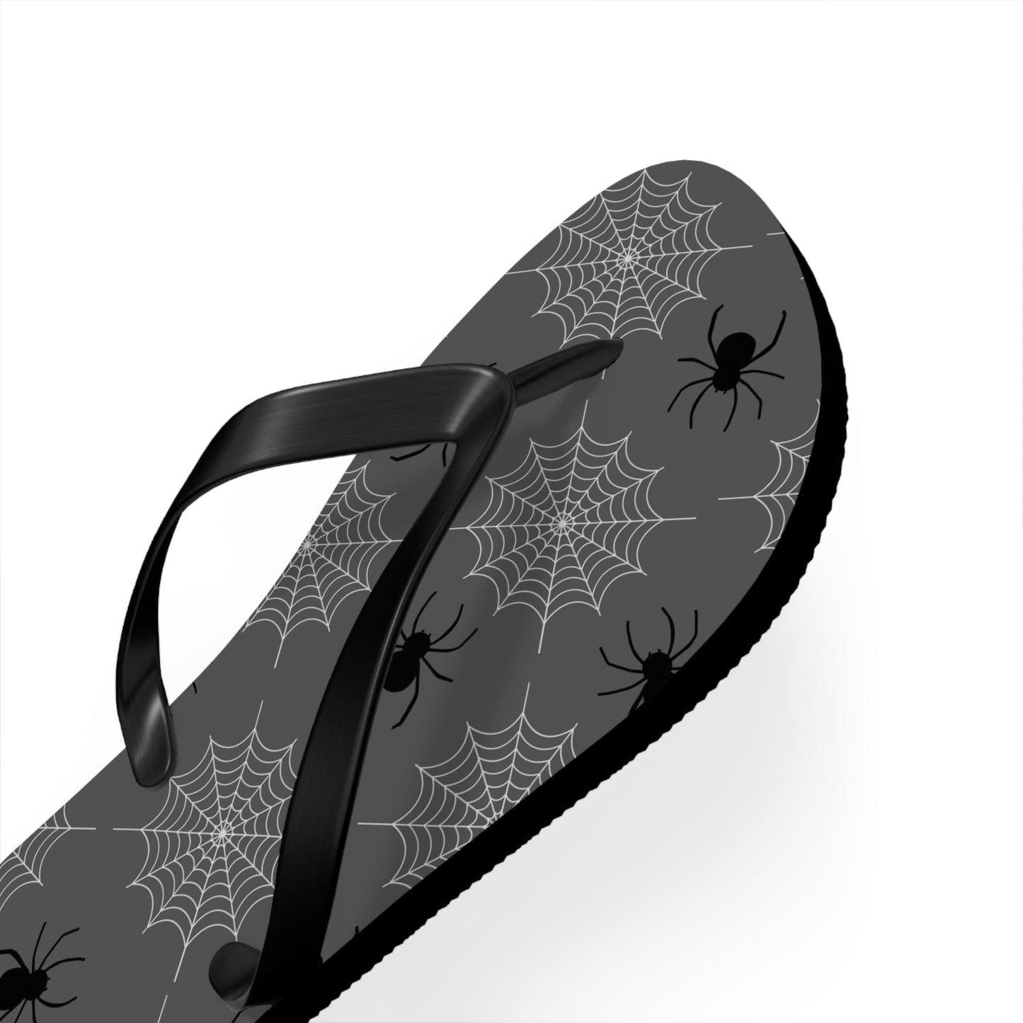 Spider Flip Flops with Spider Webs on Gray - Beach Gym Pool Shower Sandal Shoes for Travel and Summer