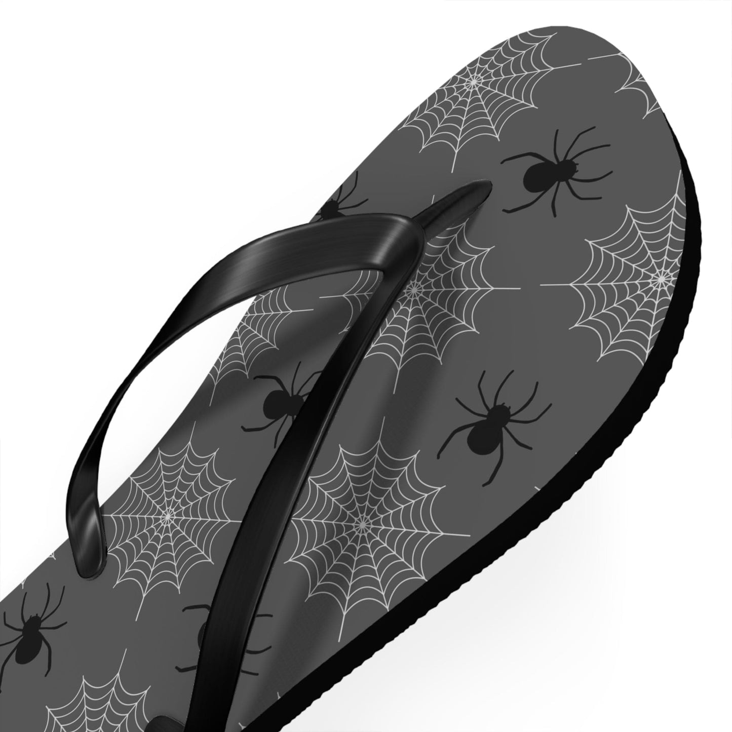 Spider Flip Flops with Spider Webs on Gray - Beach Gym Pool Shower Sandal Shoes for Travel and Summer