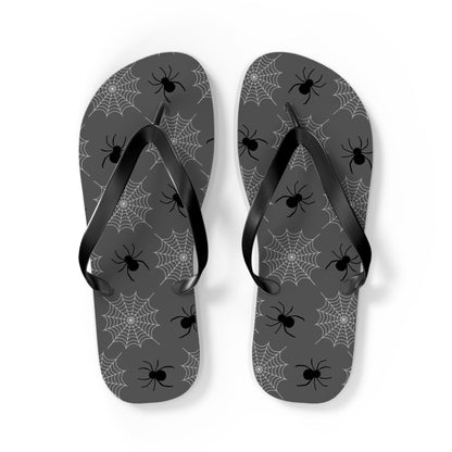 Spider Flip Flops with Spider Webs on Gray - Beach Gym Pool Shower Sandal Shoes for Travel and Summer