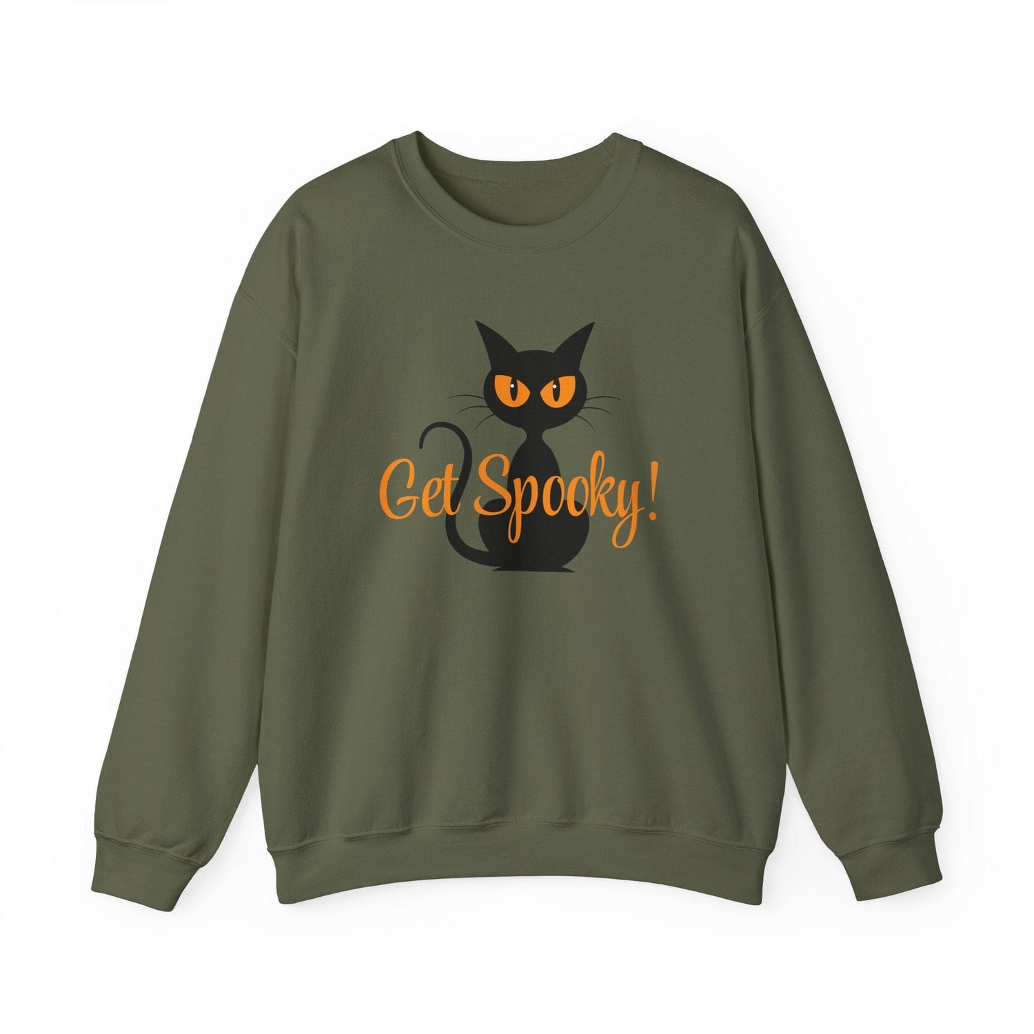 Spooky Cat Halloween Sweatshirt - Womens Crewneck Pullover