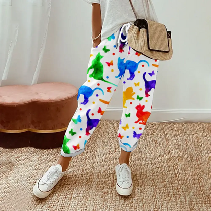 Spring Animal Pants Summer Casual Drawstring High Waist Trousers Women Y2K Clothes Oversize Pants Streetwear Cute