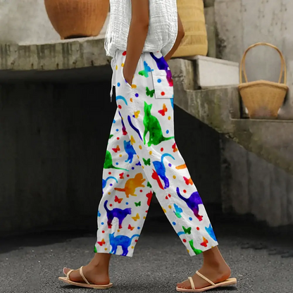 Spring Animal Pants Summer Casual Drawstring High Waist Trousers Women Y2K Clothes Oversize Pants Streetwear Cute