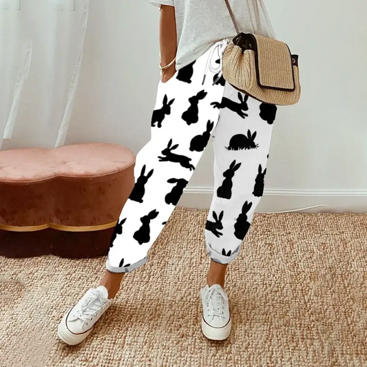 Spring Animal Pants Summer Casual Drawstring High Waist Trousers Women Y2K Clothes Oversize Pants Streetwear Cute