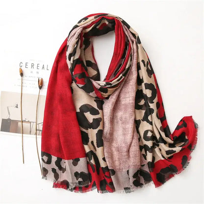 Spring Designer unique luxury brown ladies wild leopard scarf female long scarf shawl thin brown fashionable scarf long