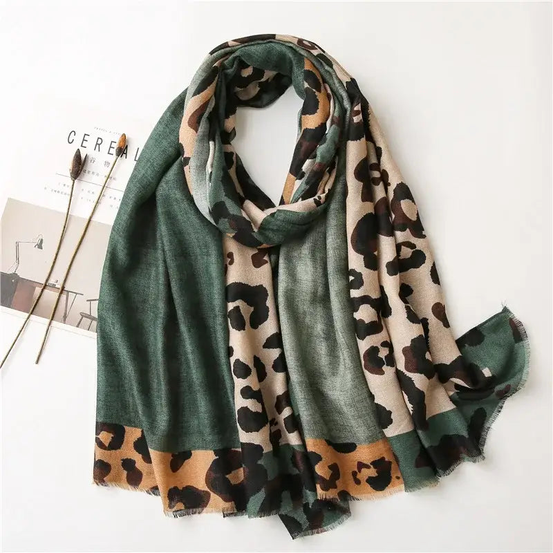 Spring Designer unique luxury brown ladies wild leopard scarf female long scarf shawl thin brown fashionable scarf long