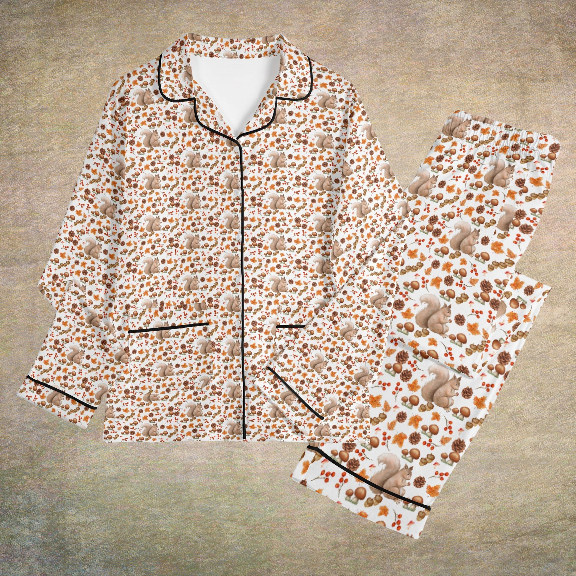 Squirrel Print Fall Pajama Set