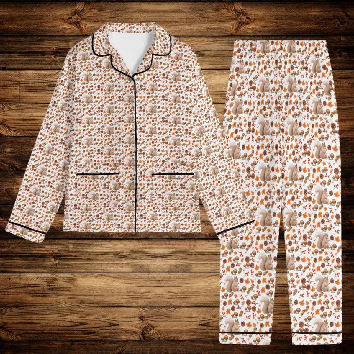 Squirrel Print Fall Pajama Set