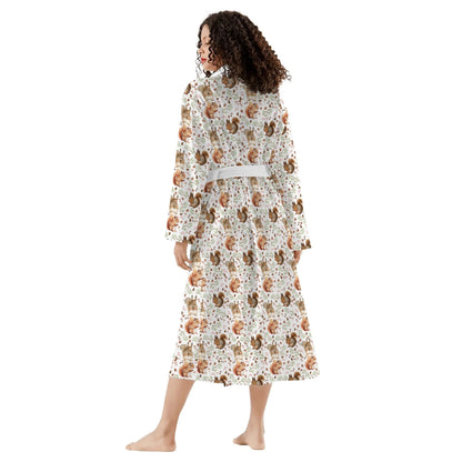 Squirrel Print Womens Long Bathrobe