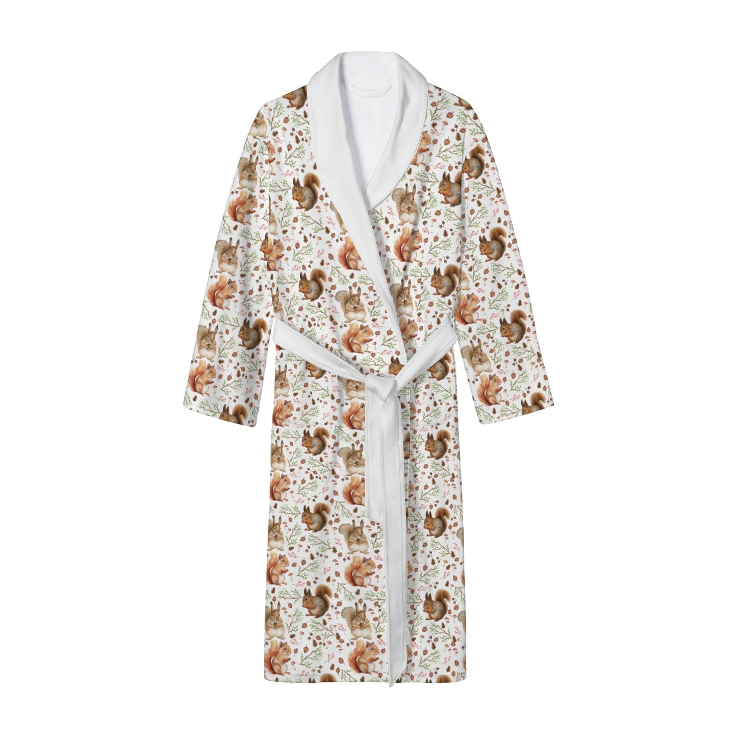 Squirrel Print Womens Long Bathrobe