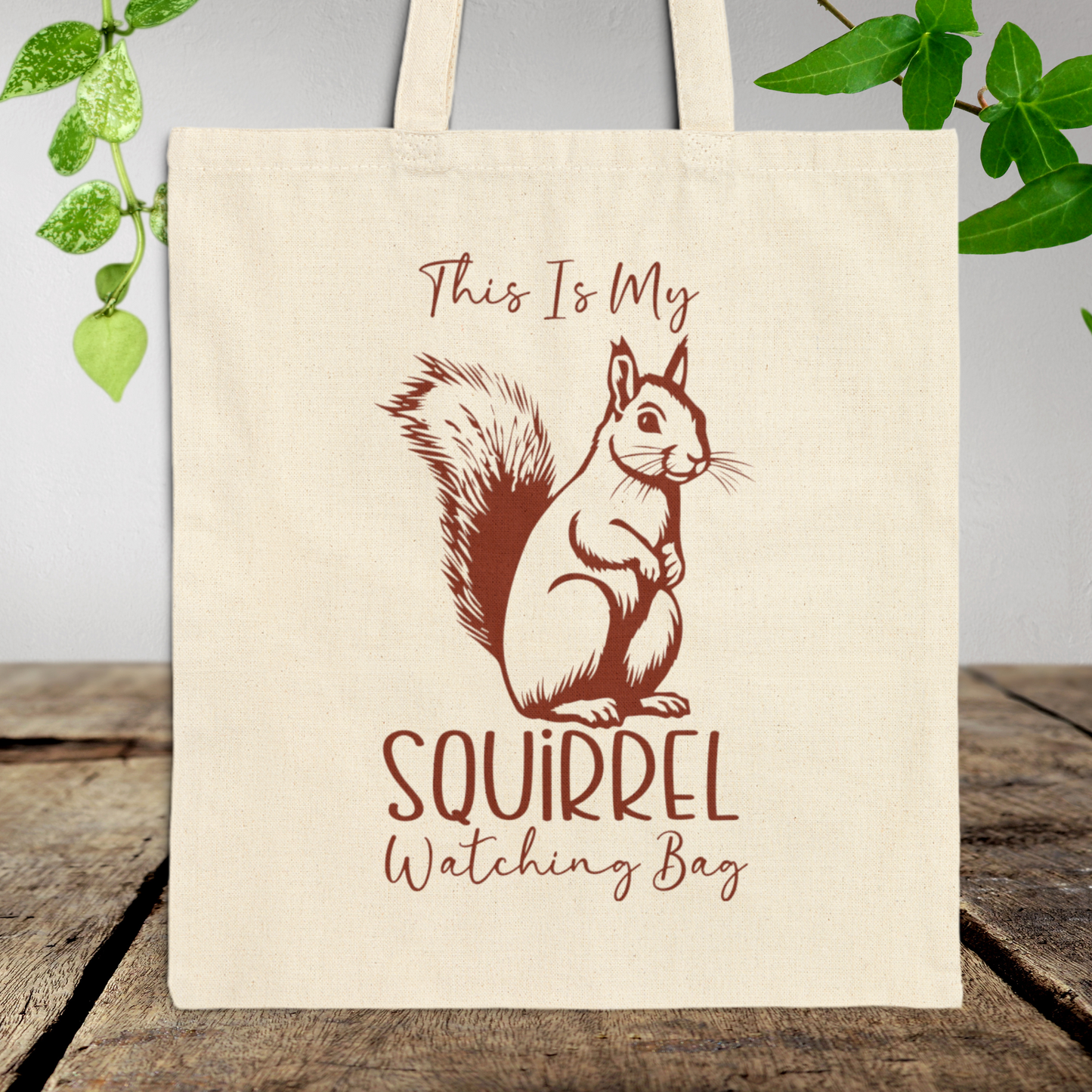 Squirrel Watching Cotton Canvas Tote Bag