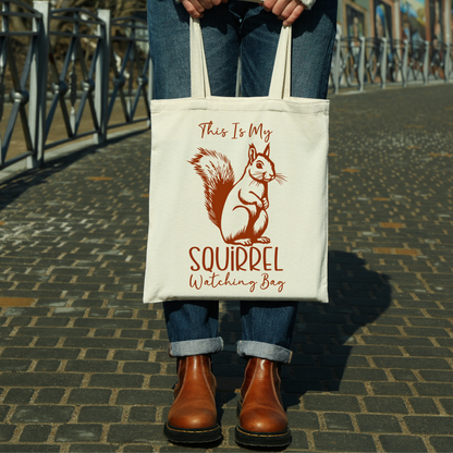 Squirrel Watching Cotton Canvas Tote Bag