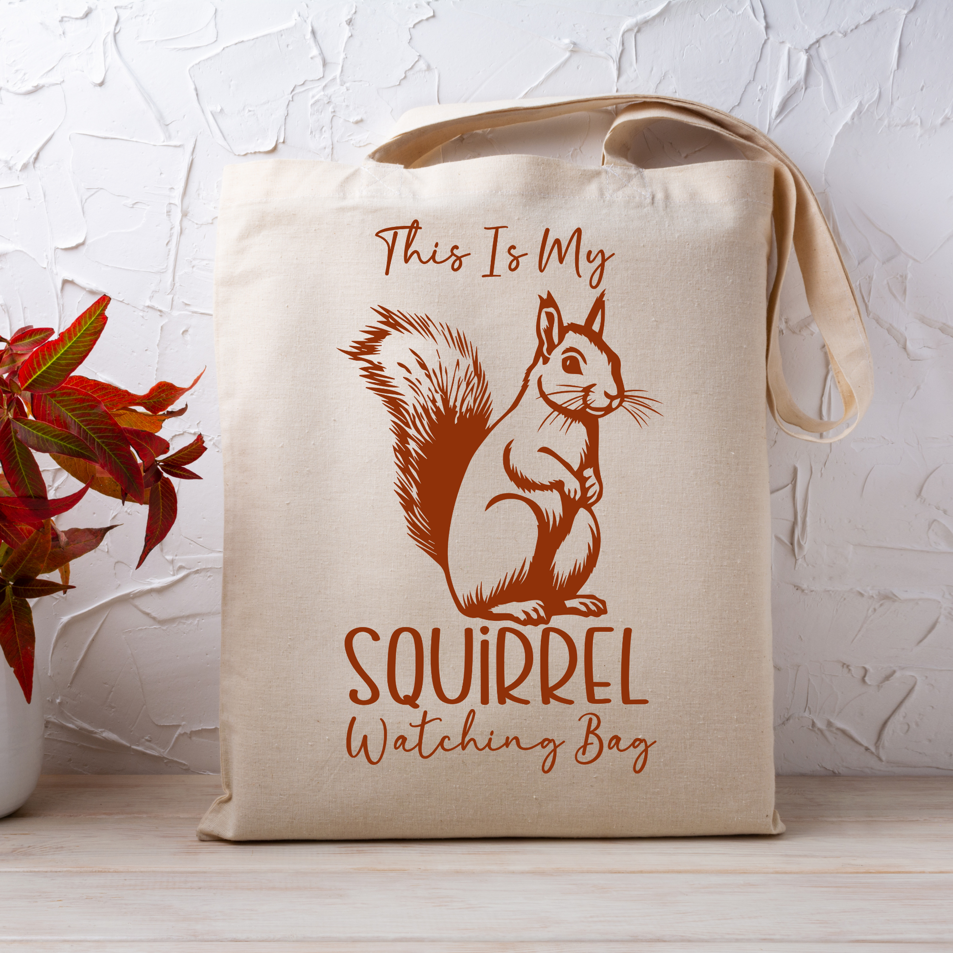 Squirrel Watching Cotton Canvas Tote Bag