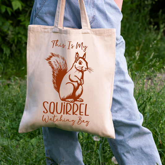 Squirrel Watching Cotton Canvas Tote Bag