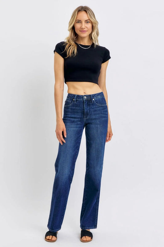 Straight Leg Tummy Control Jeans - Straight Jeans