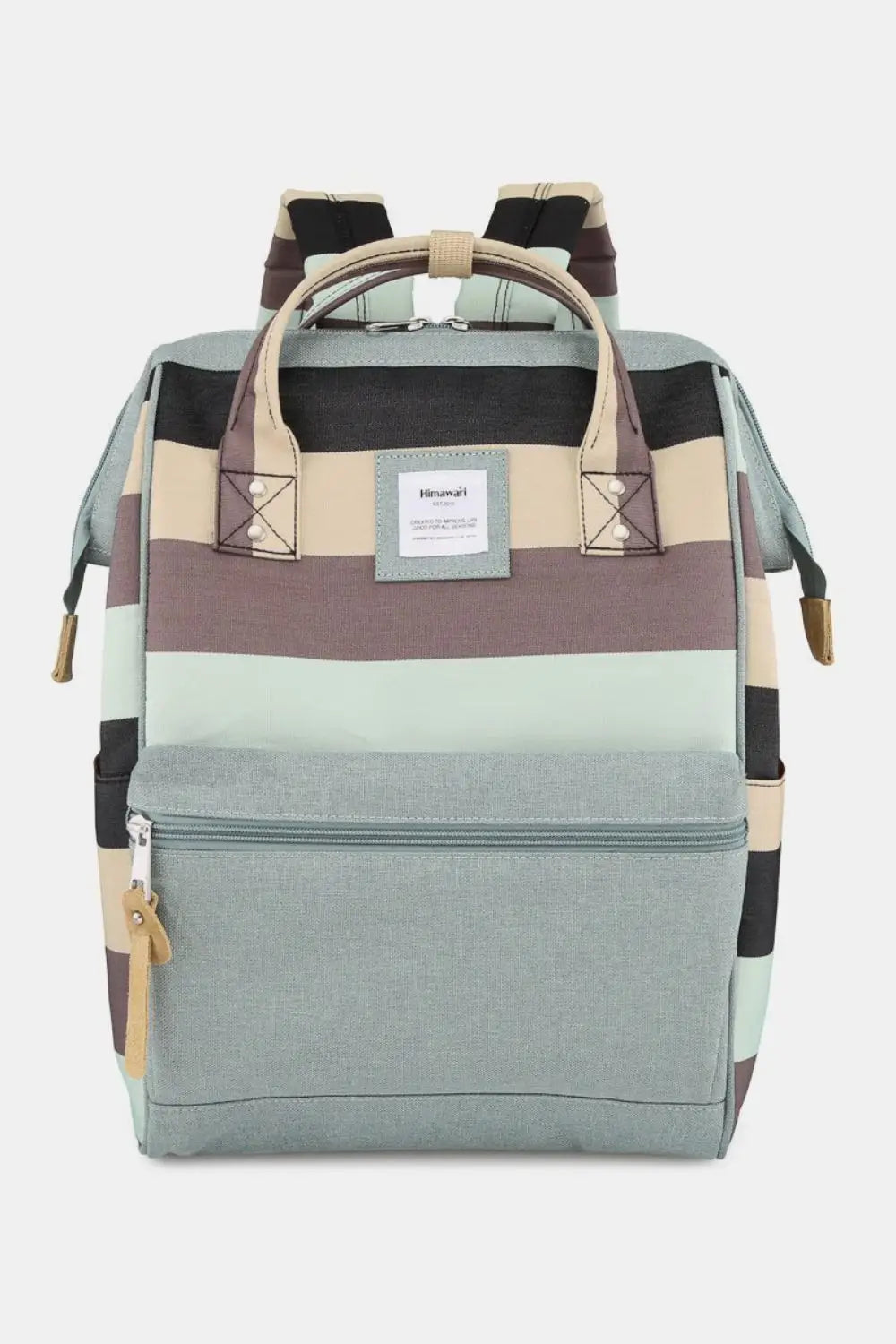 Striped Waterproof Nylon Backpack Bag - Backpacks