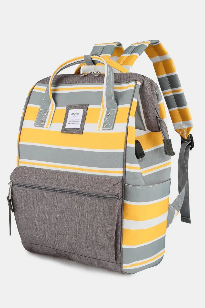 Striped Waterproof Nylon Backpack Bag - Backpacks