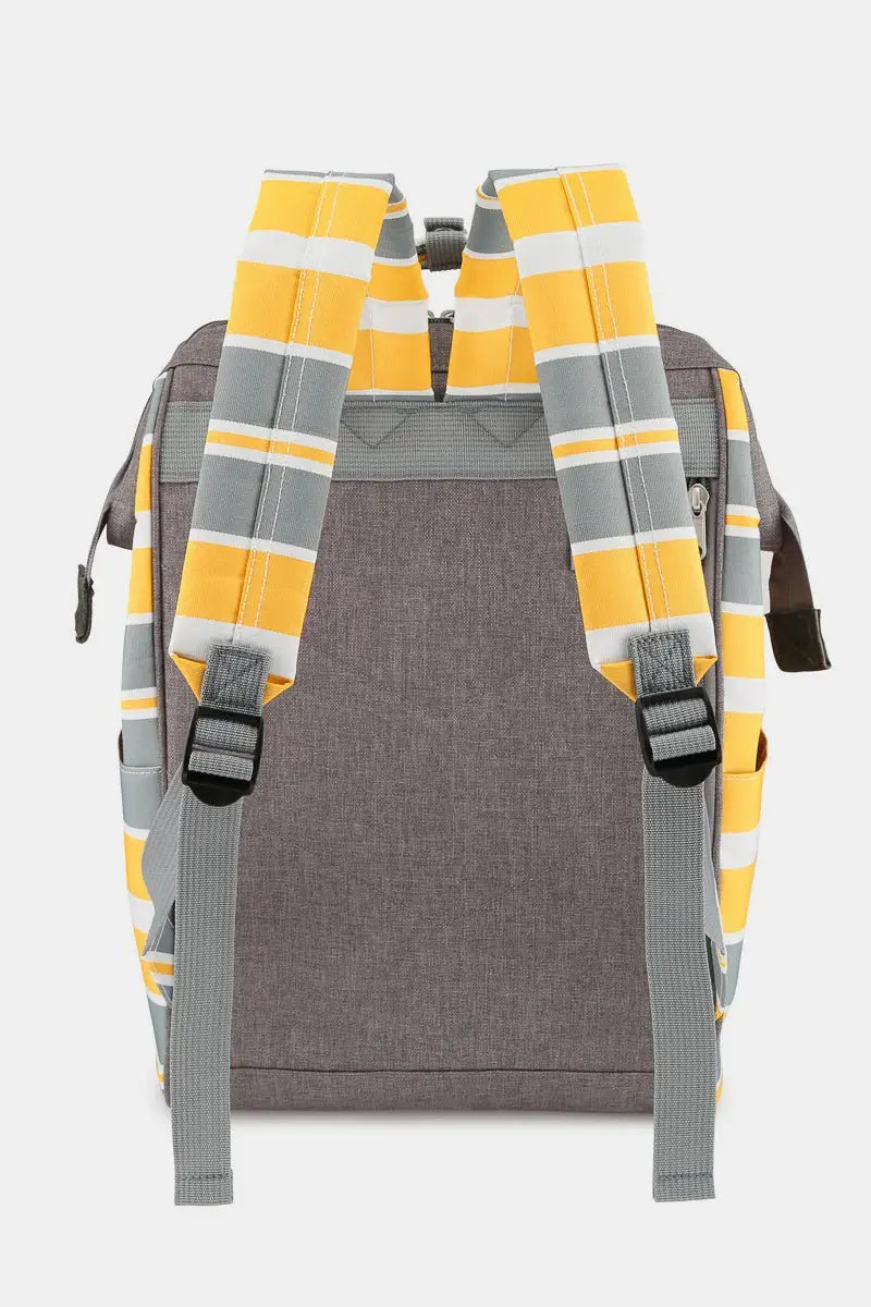 Striped Waterproof Nylon Backpack Bag - Backpacks