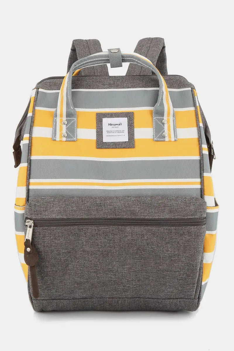 Striped Waterproof Nylon Backpack Bag - Backpacks