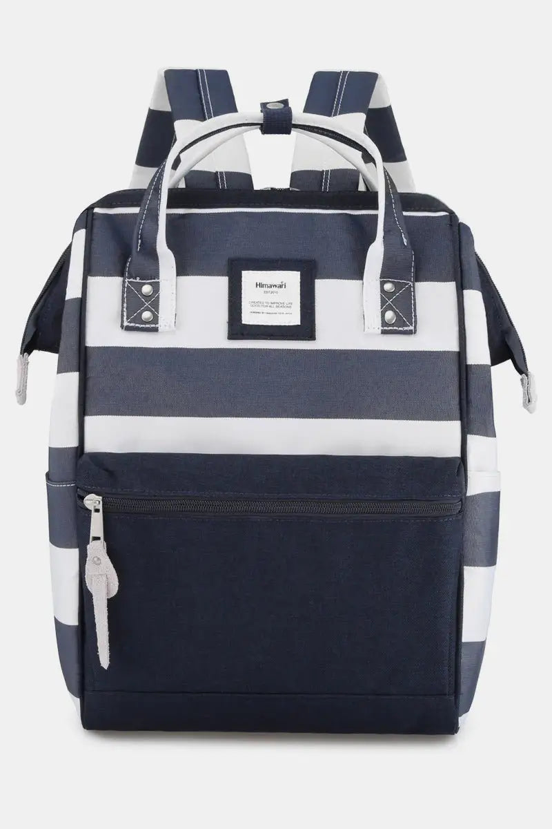 Striped Waterproof Nylon Backpack Bag - Backpacks