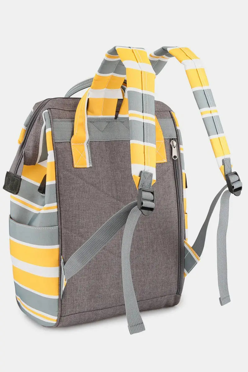 Striped Waterproof Nylon Backpack Bag - Backpacks