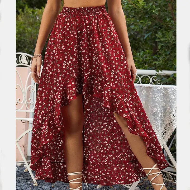 Summer Leopard Print Elegant Fashion Long Skirt Women Floral Sexy Aesthetic Split High Waist Sunscreen Wrap A-line